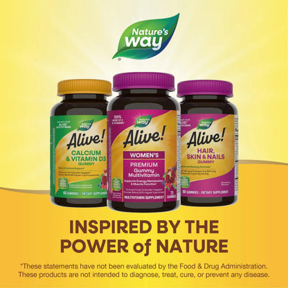 Nature’s Way Alive! Premium Women’s Gummy Multivitamin, Supports Energy Metabolism, Muscle Function*, B-Vitamins, Grape, Cherry, & Blueberry-Acai Flavored, 75 Gummies Nature's WayBuy Supplements Australia