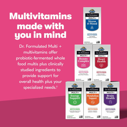 Garden of Life Dr Formulated Multi+ Beauty Complex Fermented Liposomal Multivitamin Plus Hair Skin and Nails Vitamins, French Melon SOD Garden of Life