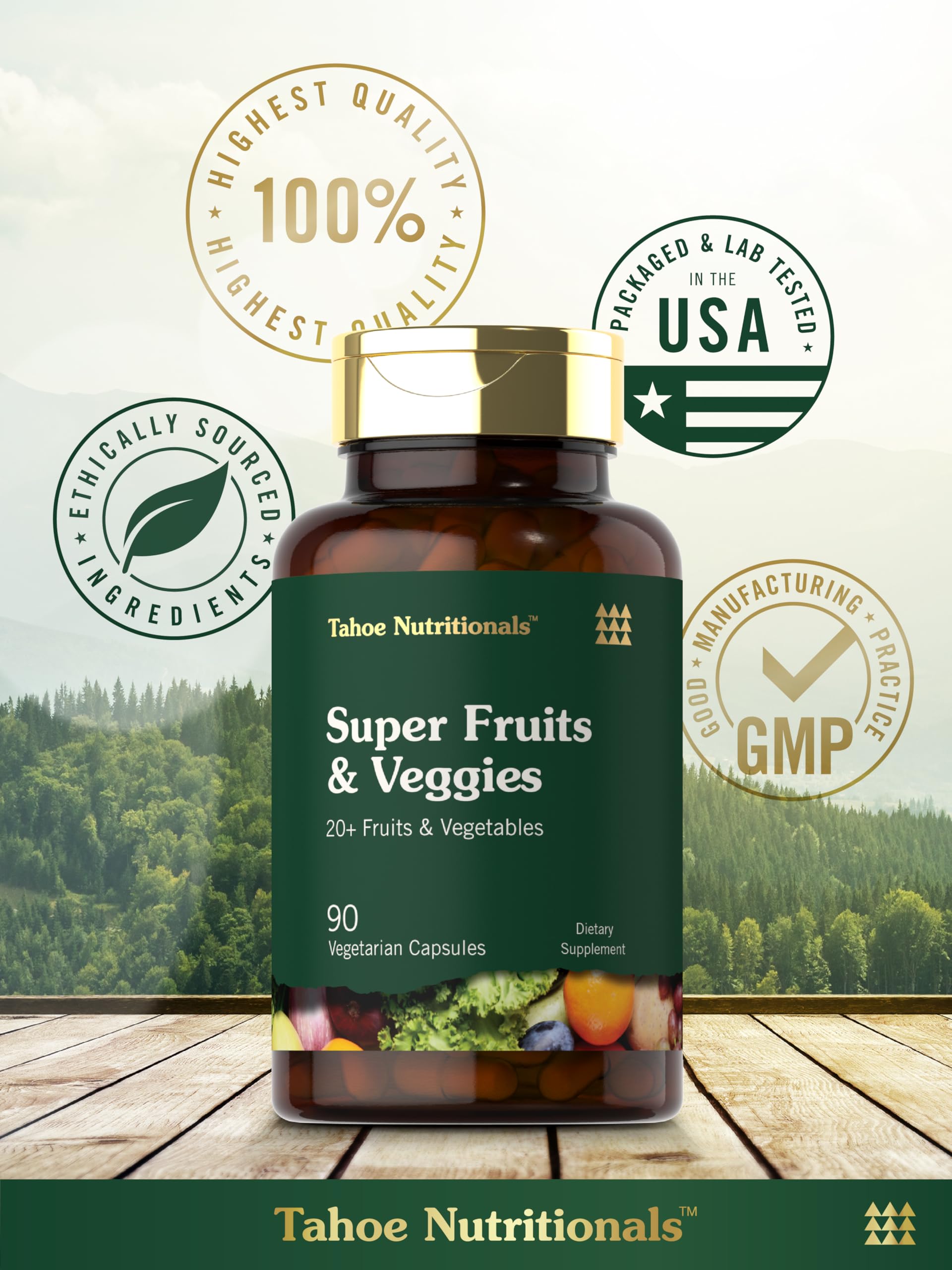 Tahoe Nutritionals Super Fruits and Veggies Capsules | 90 Count | Vegetarian, Non-GMO and Gluten Free Supplement Tahoe NutritionalsBuy Supplements Australia