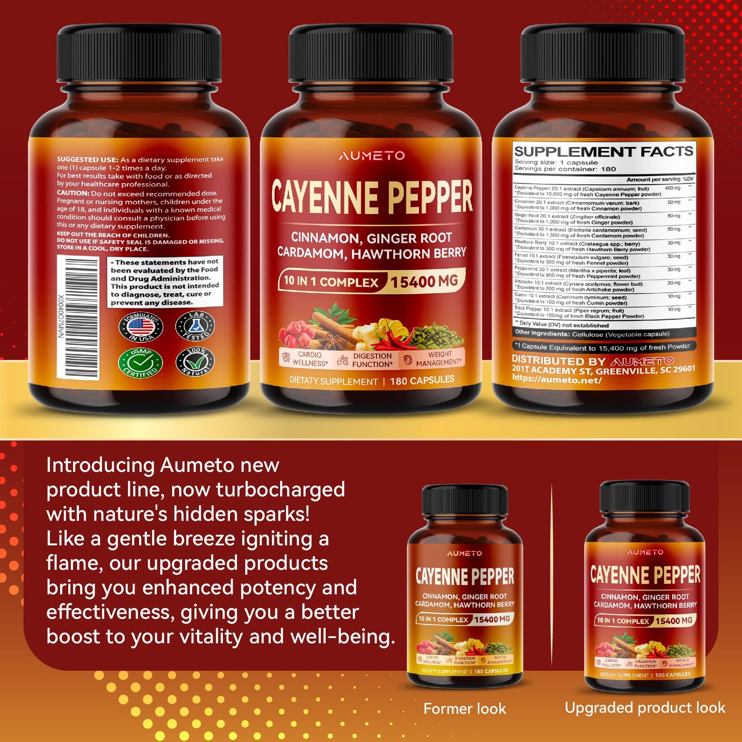 AUMETO Cayenne Pepper 15,400mg Ultra Complex with Cinnamon, Ginger Root, Cardamom AUMETOBuy Supplements Australia