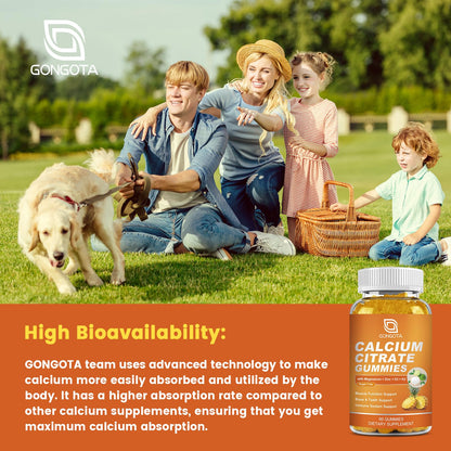 GONGOTA Calcium Citrate 1200mg with Vitamin D3 Gummies, Chewable Calcium for Bone, Muscle, Joints, Immune Support, Calcium Supplements for Women & Men,Sugar Free, Pineapple Flavor - 120 Gummies GONGOTABuy Supplements Australia