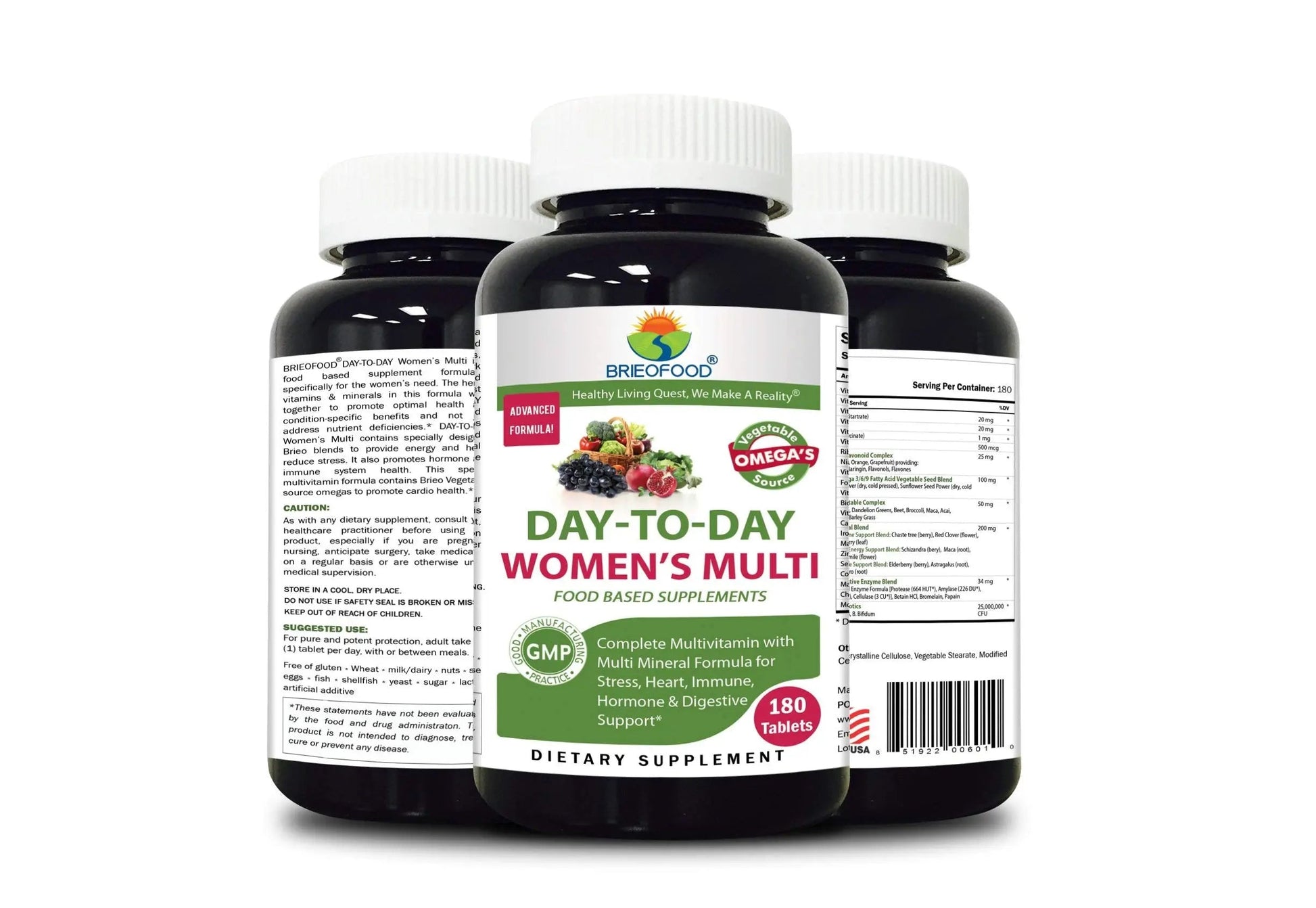 Briofood, Day-to-Day Food Based Women's Multi (180 Tablets) with Vegetable Source Omegas BrieofoodBuy Supplements Australia