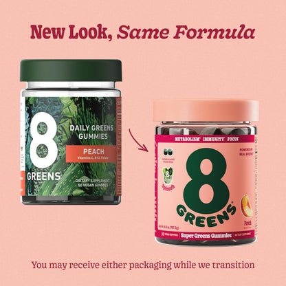 8Greens Supergreens Gummies | Super Greens Powder Superfood Gummy for Metabolism, Immunity & Focus, Digestive Health Enzymes, Organic: Chlorella, Spirulina, Aloe Vera, Peach Flavor, 200 Count 8GreensBuy Supplements Australia