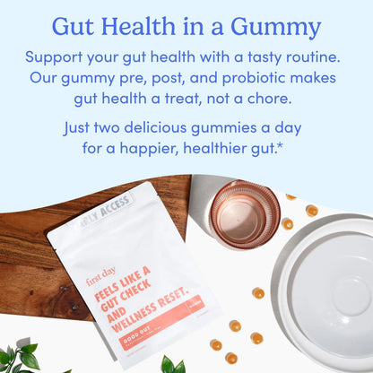 FIRST DAY Women’s Good Gut Tribiotic Gummies – 3-in-1 Prebiotic, Probiotic & Postbiotic Supplement – Supports Immune Function and Digestive FIRST DAY