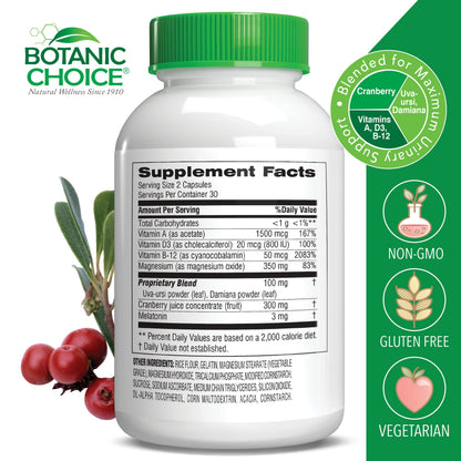 Botanic Choice Pro-Advanced Urinary Formula-Blend for Urinary Tract Health Support - Magnesium Cranberry Uva Ursi Damiana - 60 Capsules Botanic ChoiceBuy Supplements Australia