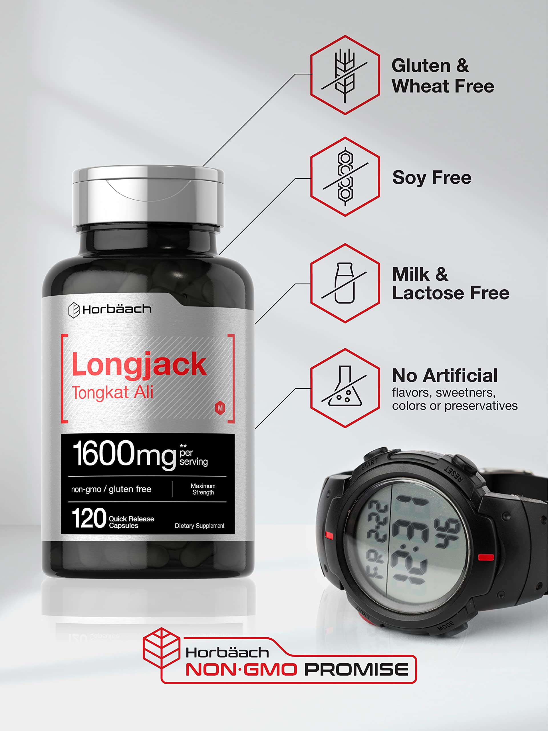 Longjack Tongkat Ali 1600 mg | 120 Capsules | Longifolia Root Extract Powder | Maximum HorbäachBuy Supplements Australia