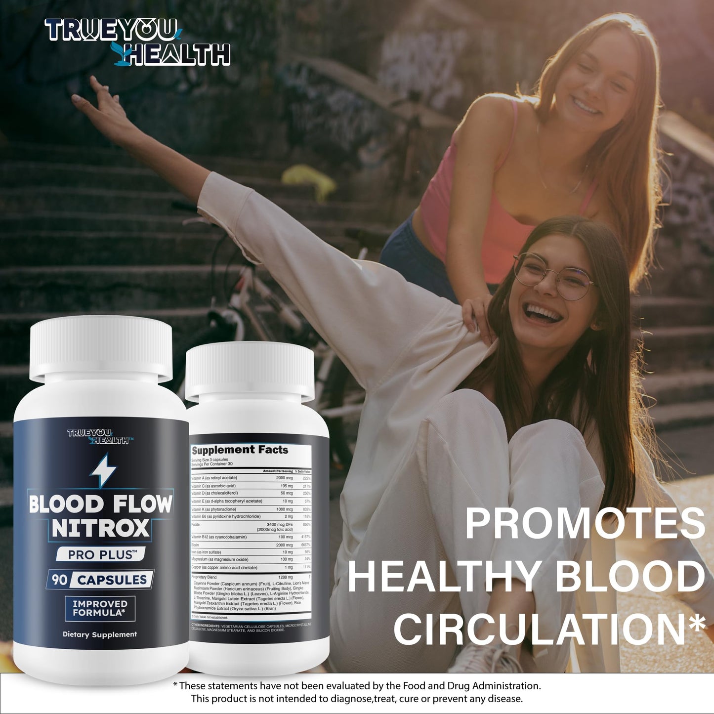 Blood Flow Nitrox Pro Plus - Improved Formula - Our Best Blood Circulation Supplements For Men - Vasodialators - Increase Blood Flow Care Blood Circulation Supplement Blood Flow Supplement For Men True You HealthBuy Supplements Australia