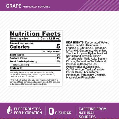 Optimum Nutrition Amino Energy Sparkling Hydration Drink, Electrolytes, Caffeine Optimum NutritionBuy Supplements Australia