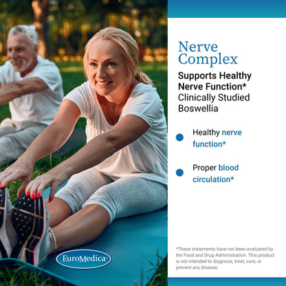 EuroMedica Nerve Complex - Herbal Supplement with Bioactive Vitamin B12 - Circulation & Nerve Health Support Supplement - Vegan Capsules with Boswellia Serrata - 60 Capsules EuroMedicaBuy Supplements Australia