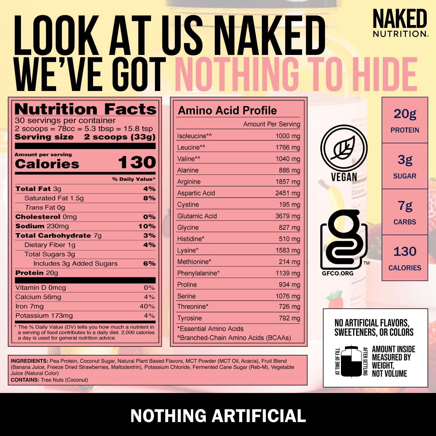NAKED nutrition Naked Shake - Vegan Protein Powder, Strawberry Banana - Flavored Plant NAKEDBuy Supplements Australia