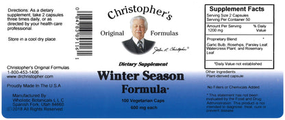 Christopher's Original Formulas Winter Season Formula, 100 Vegetarian Capsules Christopher's Original FormulasBuy Supplements Australia