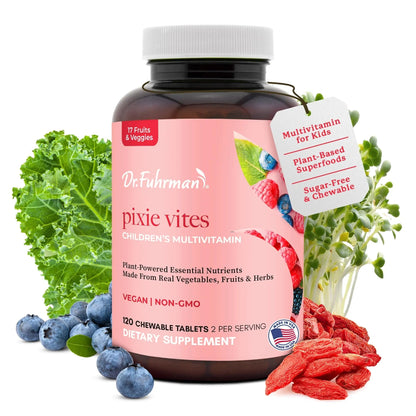 Dr. Fuhrman Pixie Vites Chewable Children's multivitamin | Whole Food Kids Multi with Vitamin D3, K2 & Zinc | Dr. FuhrmanBuy Supplements Australia