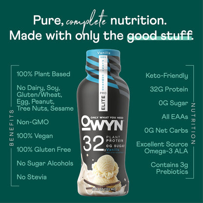 OWYN Only What You Need Pro Elite Vegan Plant Based High Protein Shake, Vanilla OWYN Only What You NeedBuy Supplements Australia