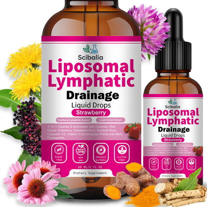 Scibalia Liposomal Lymphatic Drainage Drops, 11-in-1 Organic Lymphatic Support with Red Clover Echinacea Elderberry Burdock Root for Lymph Cleanse Immune Support & Daily Detox Vegan Non-GMO ScibaliaBuy Supplements Australia