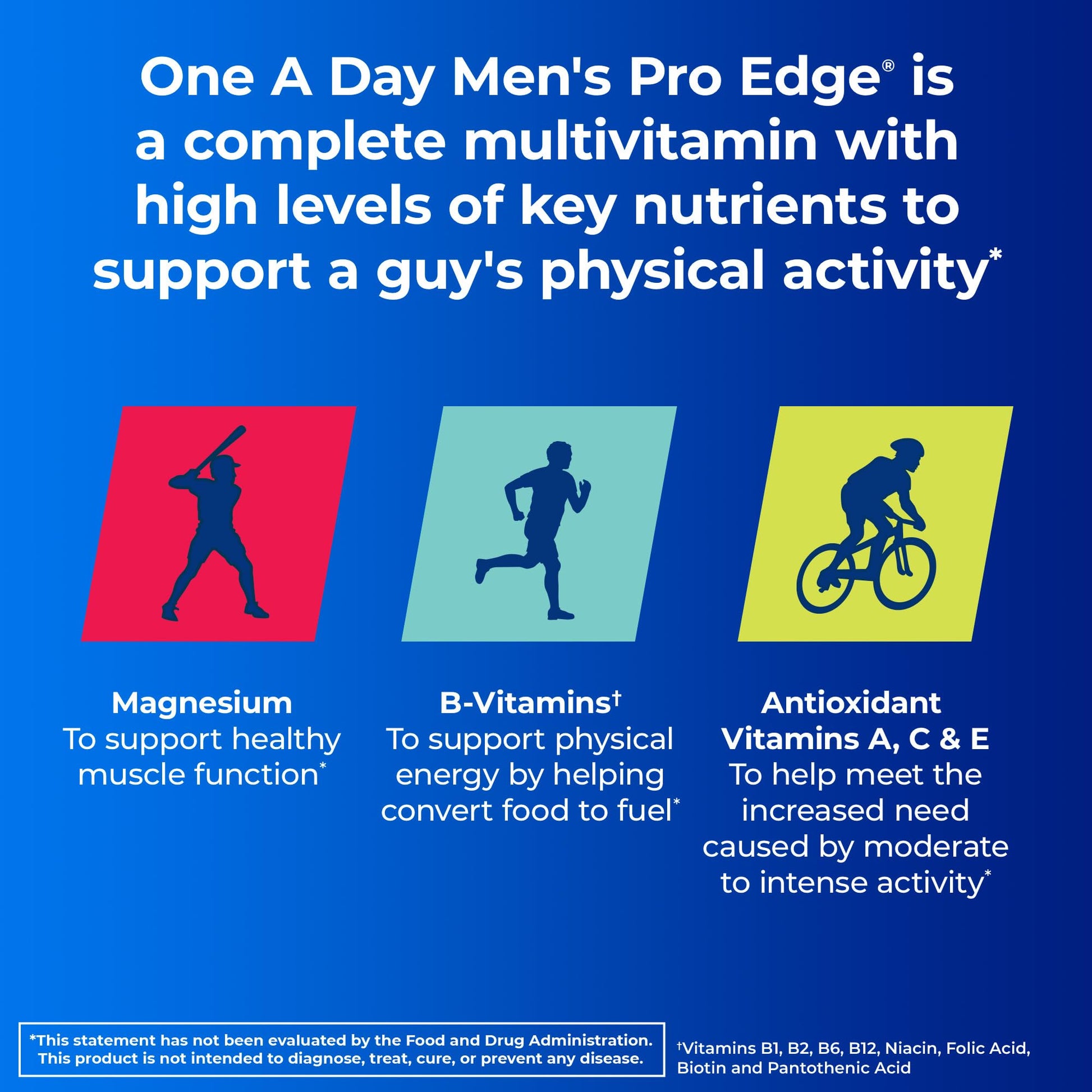 One A Day Men’s Pro Edge Multivitamin, Supplement with Vitamin A,C,D, E and Zinc for Immune Health Support and Magnesium for Healthy Muscle Function, 50 Count ONE A DAYBuy Supplements Australia