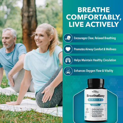 Real Science Nutrition BreatheEasy Lung Support Supplement for Lung Health & Respiratory Wellness – Lung Cleanse Formula with Vinitrox, GABA for Circulation Support - Made in USA - 60 Capsules Real Science NutritionBuy Supplements Australia