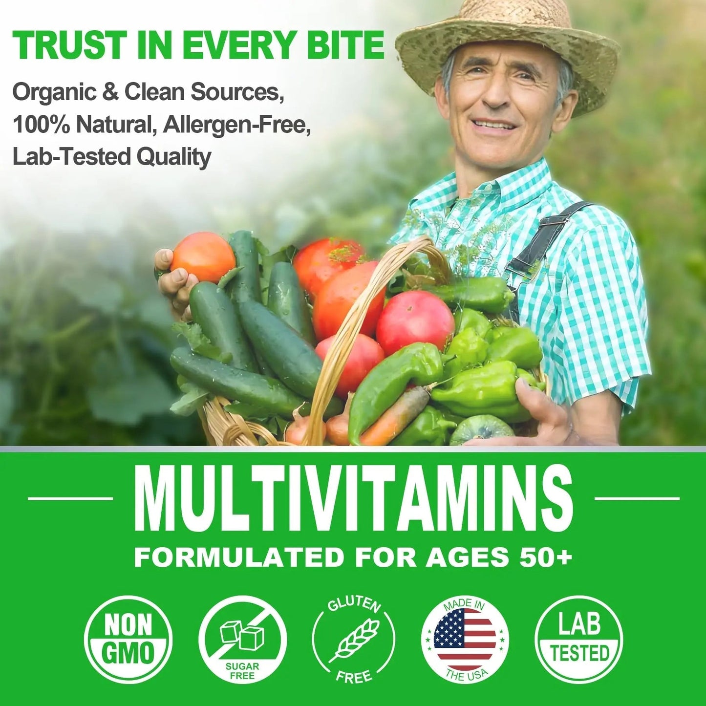 Multivitamin for Men 50 + Plus, Sugar Free Men Multivitamins Gummies w/Omega-3, Coq10, D3k2, Calcium, Magnesium NEVISSBuy Supplements Australia