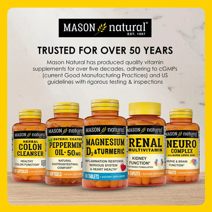 MASON NATURAL Renal Multivitamin, with ALA, Biotin, & B Vitamins for Daily Support,100 Caplets MASON NATURAL