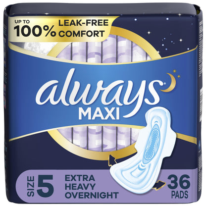 Always Maxi Feminine Pads for Women, Size 5 Extra Heavy Overnight AlwaysBuy Supplements Australia