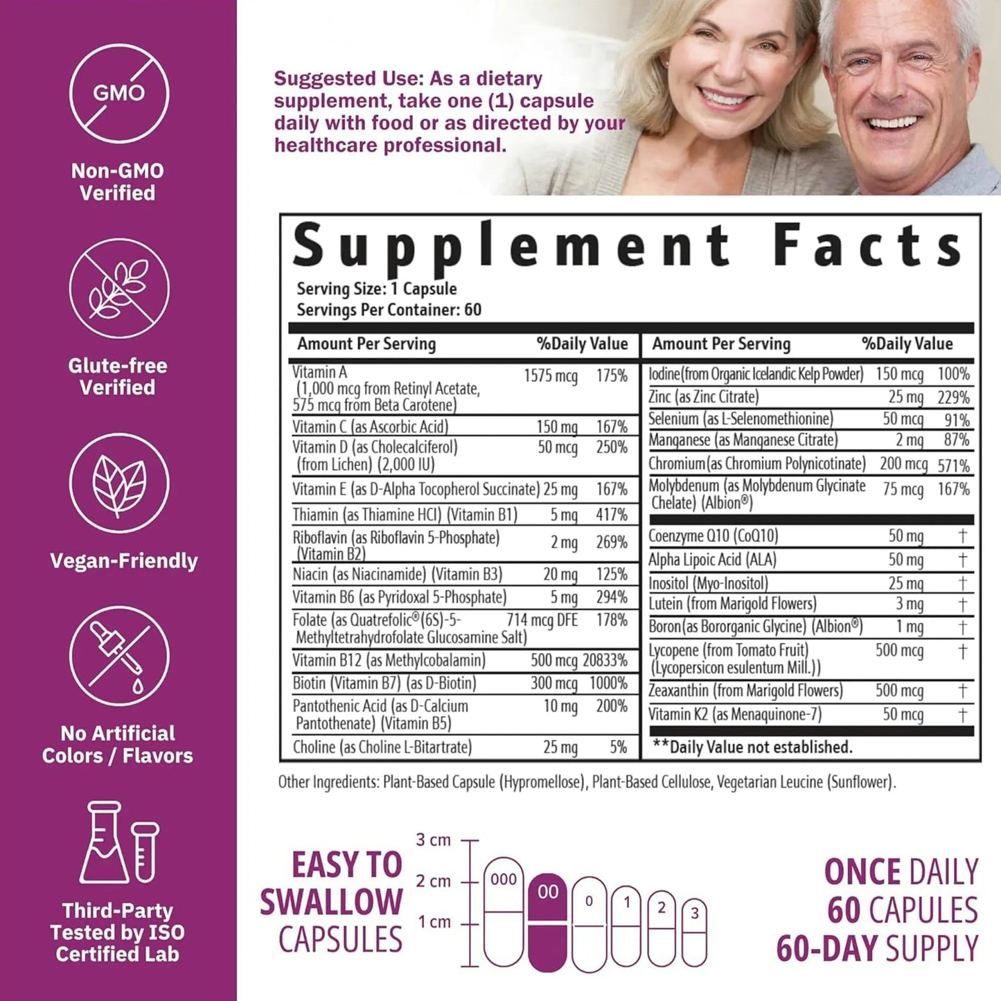 NatureGenX Just One Daily Methylated Multivitamin - 60 Caps Pure Methyl B12, Methylfolate MTHFR Support Supplement Iron Free Methylated Vitamins NatureGenXBuy Supplements Australia