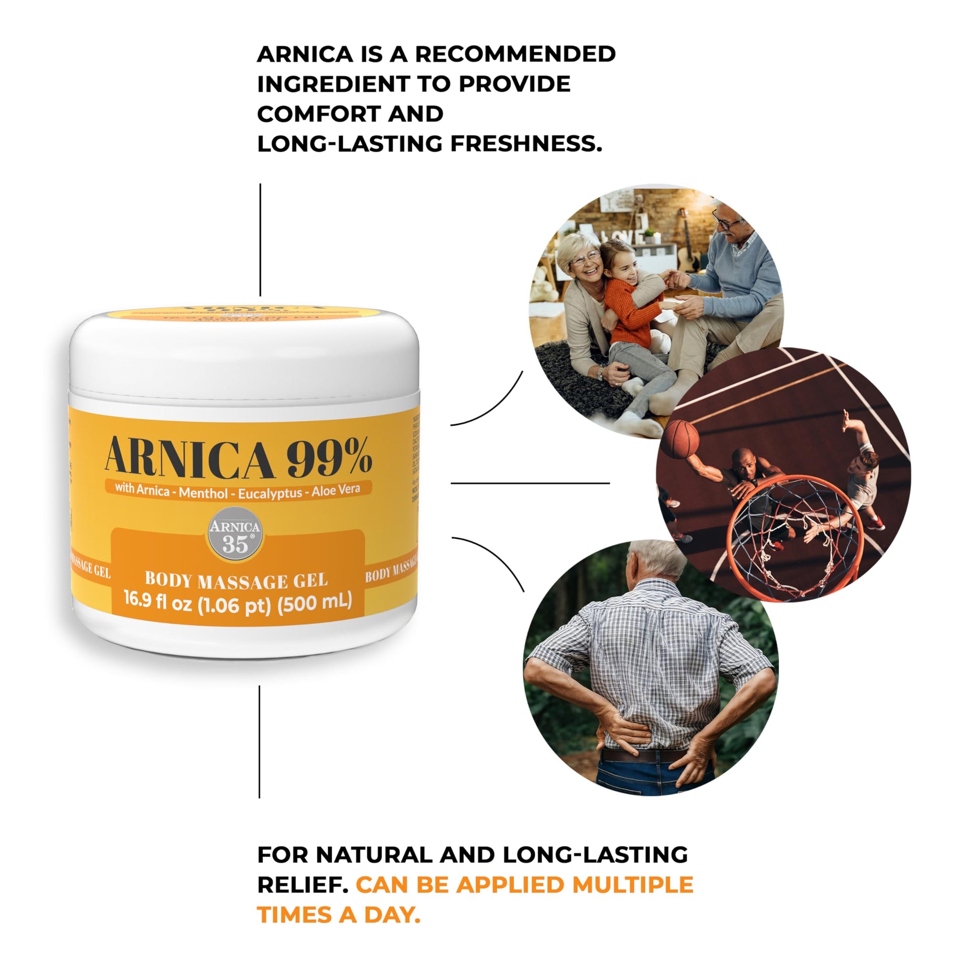 Arnica 35 Arnica Body Massage Gel – Water-Based Cosmetic Massage Gel with Arnica Montana, Fast-Absorbing Lightweight Texture, Non-Greasy Feel, Dermatologically Tested, 16.9 fl oz ArnicaBuy Supplements Australia