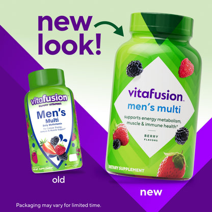 vitafusion Adult Gummy Vitamin Supplement for Men, Berry Flavored, A, C, D, E, B6, B12, Daily, 120 Count, 60 Day Supply VitafusionBuy Supplements Australia