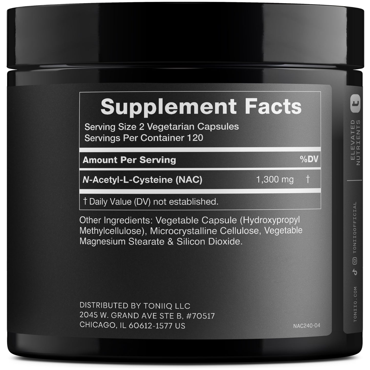 Toniiq 1300mg NAC - 4 Month Supply - Min. 98%+ Tested Purity - Ultra High Strength Bioavailable NAC Cysteine Supplement - 240 Vegetarian N Acetyl Cysteine