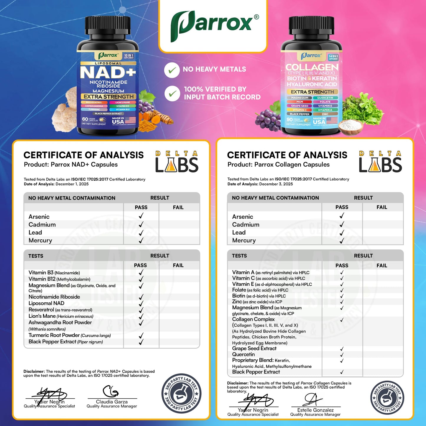 Parrox Forever Young Set with Liposomal NAD, Nicotinamide Riboside, Magnesium, Resveratrol, Lion's Mane, Collagen Peptides Types I, II, III, V and X, Biotin & Keratin, Hyaluronic Acid, Zinc, Quercetin ParroxBuy Supplements Australia
