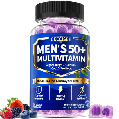 Ceecisee Methylated Multivitamin for Men Over 50: Daily Mens Multivitamins Gummies with Omega Probiotic Magnesium Zinc Vitamins D3 B12 - Energy Immune Support No Iron Vitamins Gummy for Men(60Count) CeeciseeBuy Supplements Australia