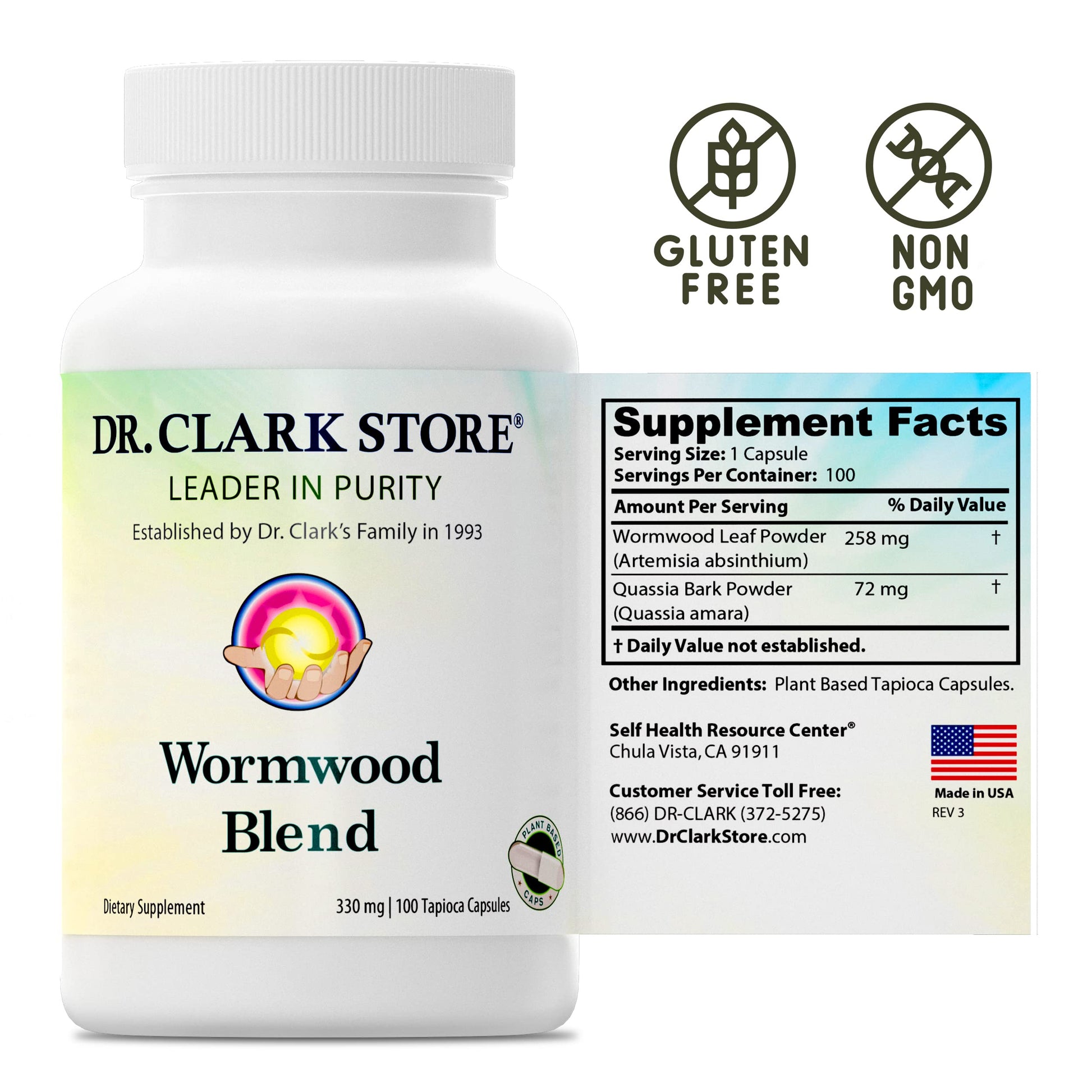 Dr Clark Superblend Wormwood Capsules - Vegetarian 330 mg, 100 Capsules - Wormwood Herb Without Artificial Preservatives, Wormwood Combination with Quassia Dr Clark StoreBuy Supplements Australia