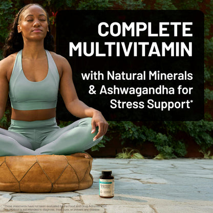 NatureWise Multivitamin for Women + Stress Support with Organic Whole Foods & Natural Minerals - B-Complex + Vitamin C + D3 K2 for Immunity, Hair, Skin & Nails