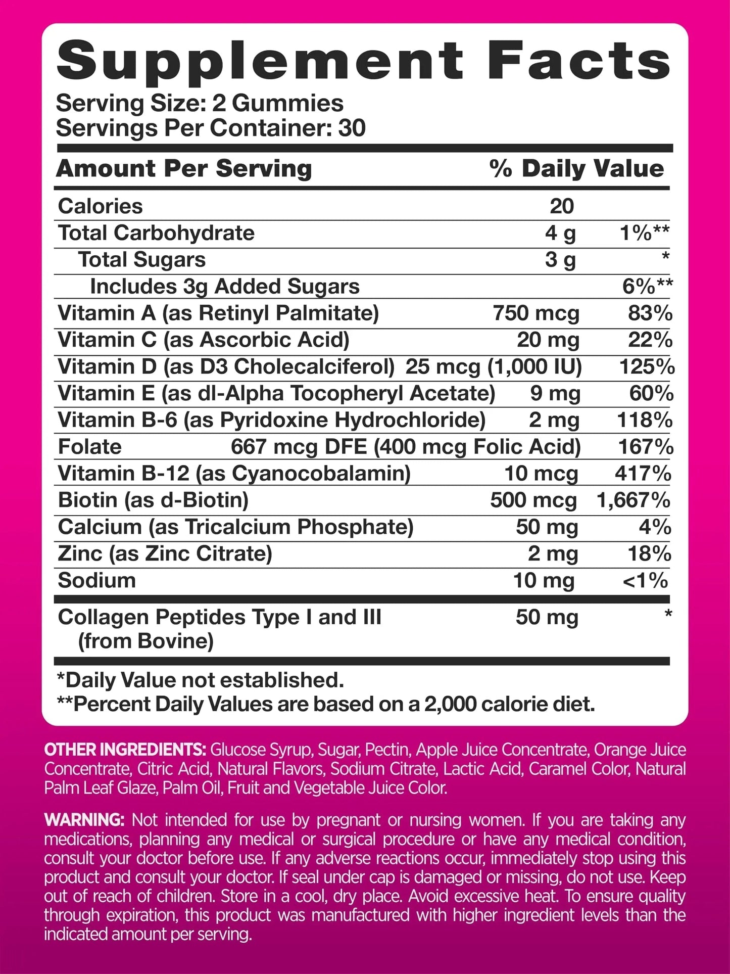 PINK Multivitamin Gummies for Women | Non-GMO & Gluten Free | Plus Collagen & Biotin | Mixed Berry Flavor PINKBuy Supplements Australia