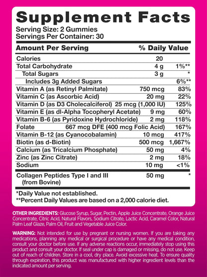 PINK Multivitamin Gummies for Women | Non-GMO & Gluten Free | Plus Collagen & Biotin | Mixed Berry Flavor PINKBuy Supplements Australia