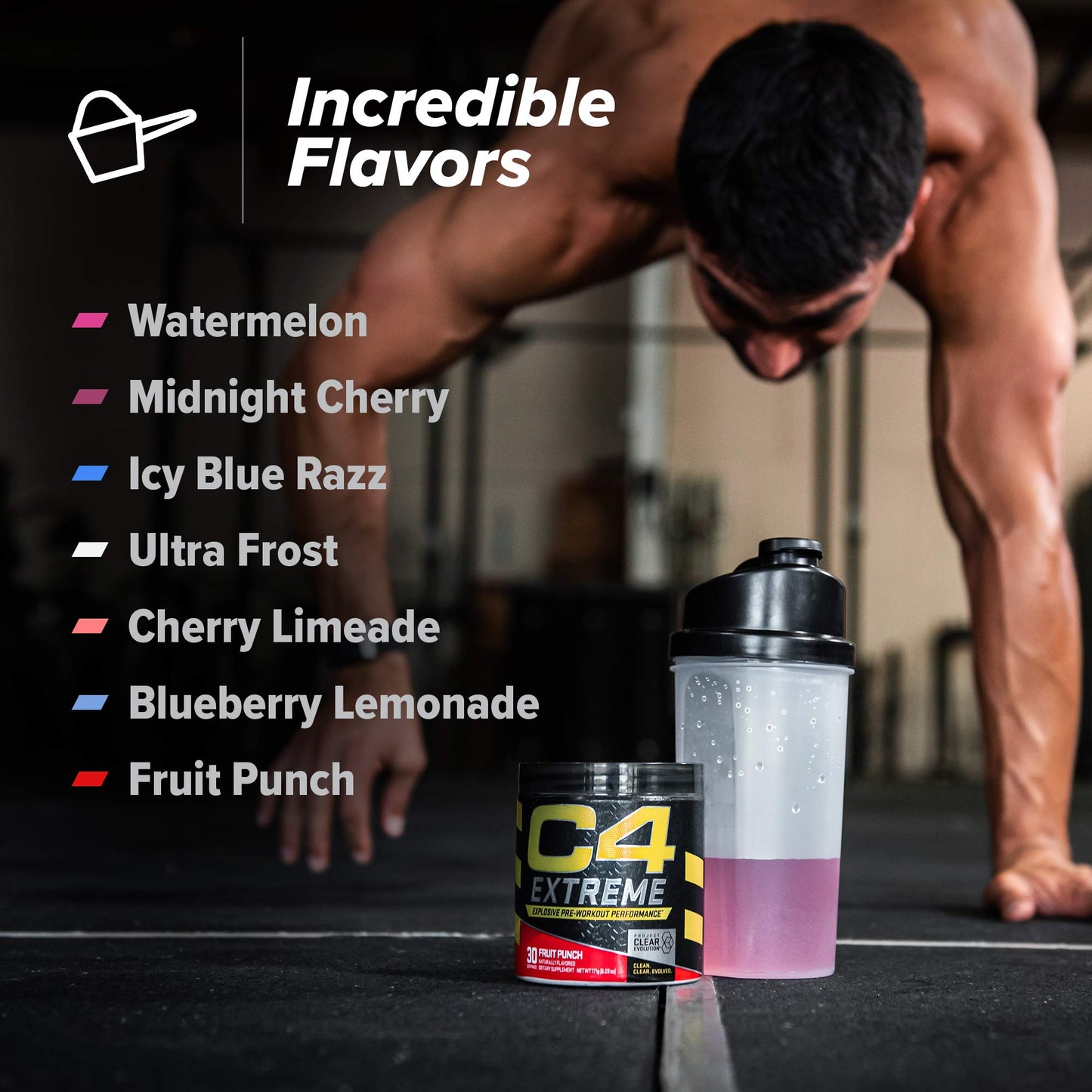 C4 Extreme Pre Workout Powder Fruit Punch | Preworkout Energy Supplement for Men CellucorBuy Supplements Australia