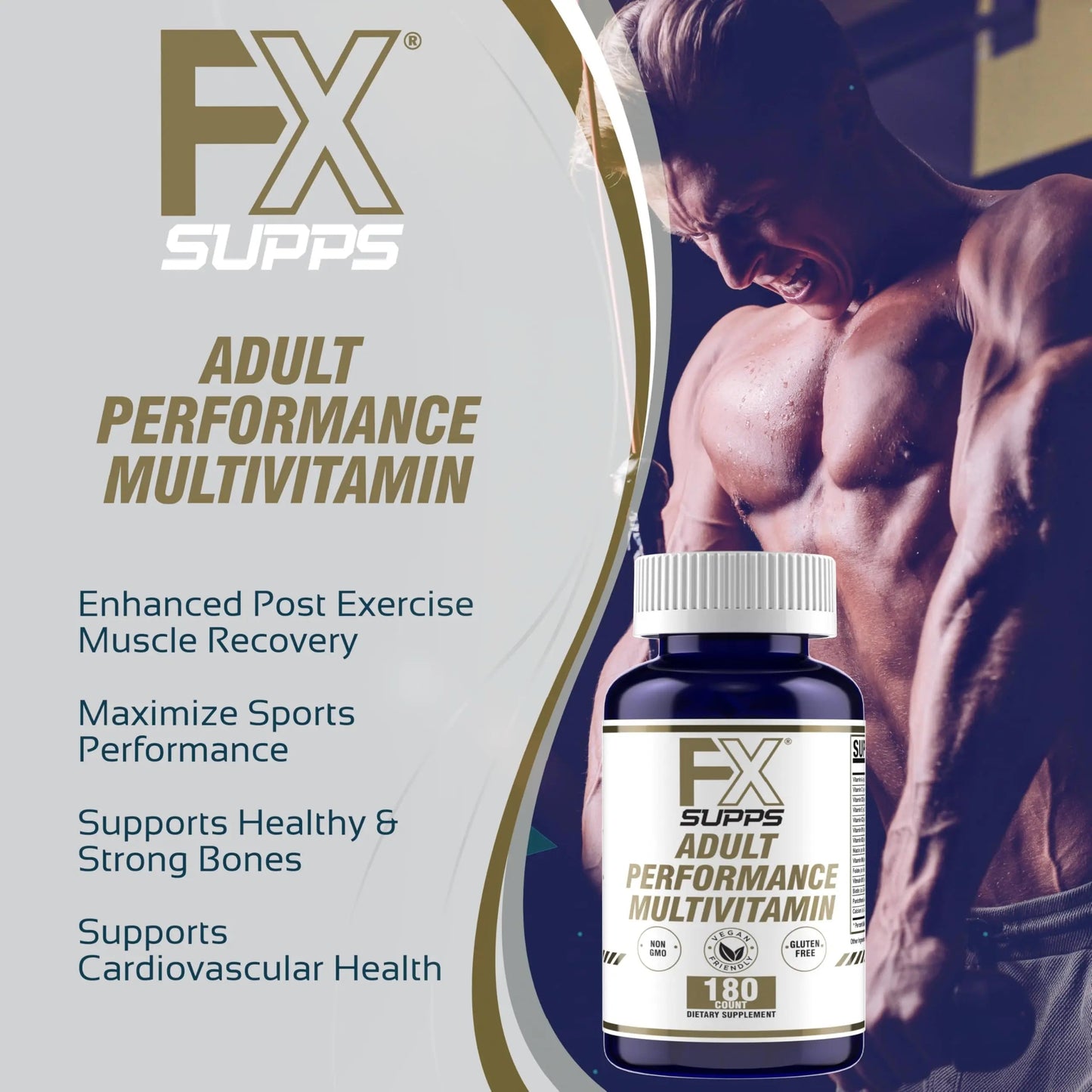 FXSUPPS Performance Multi-Vitamin with Amino Acids, Beta-Alanine and L-Carnitine, Enhanced Performance and Recovery, 180 Tablets FXSUPPSBuy Supplements Australia