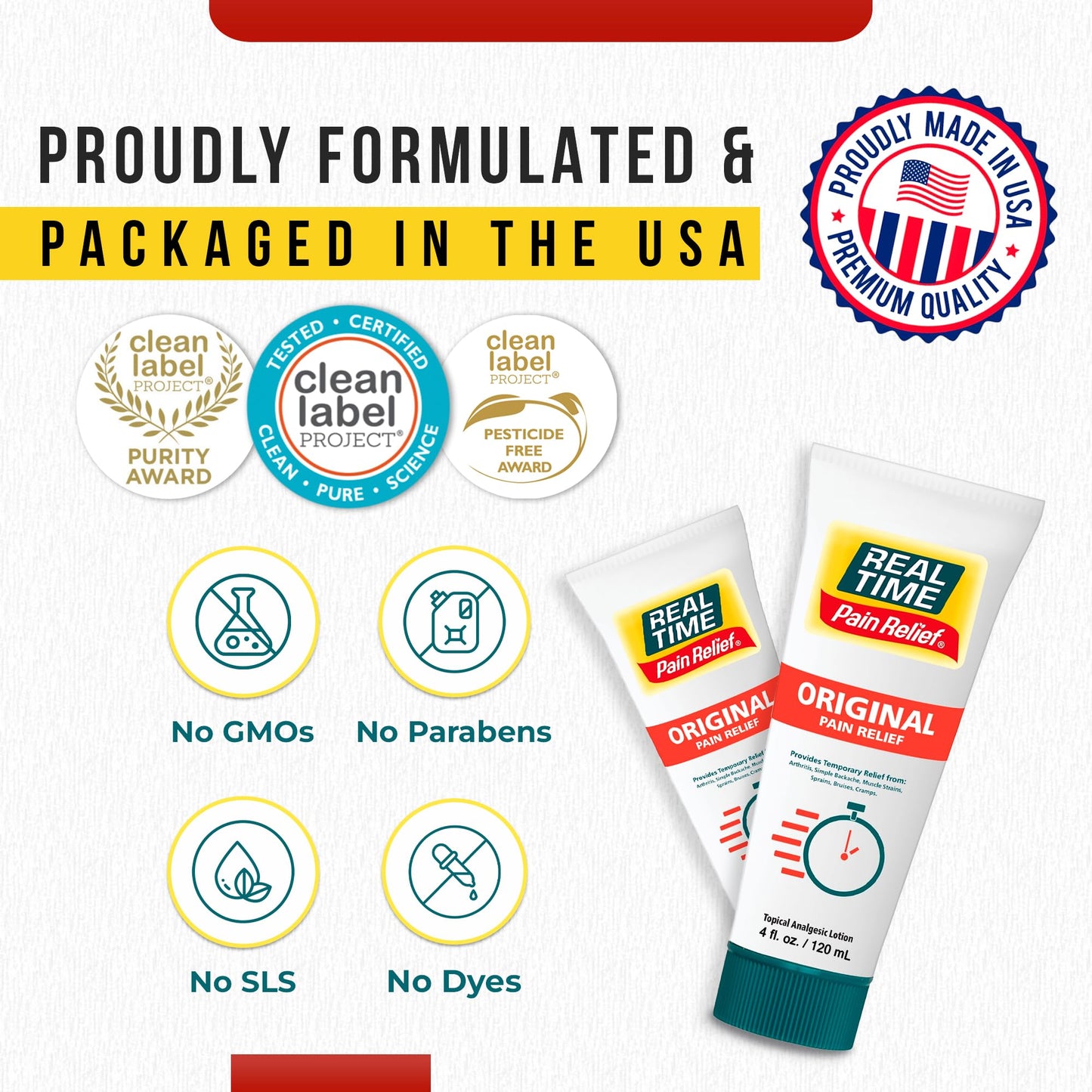 Real Time Pain Relief Cream 4oz Tube | 17 Natural Ingredients: 1.25% Menthol, Arnica & MSM | Muscle Strain & Joint Discomfort Relief for Arthritis, Cramps, Sprains, Bruises, Hands, Back & Knee Pain Real Time Pain ReliefBuy Supplements Australia