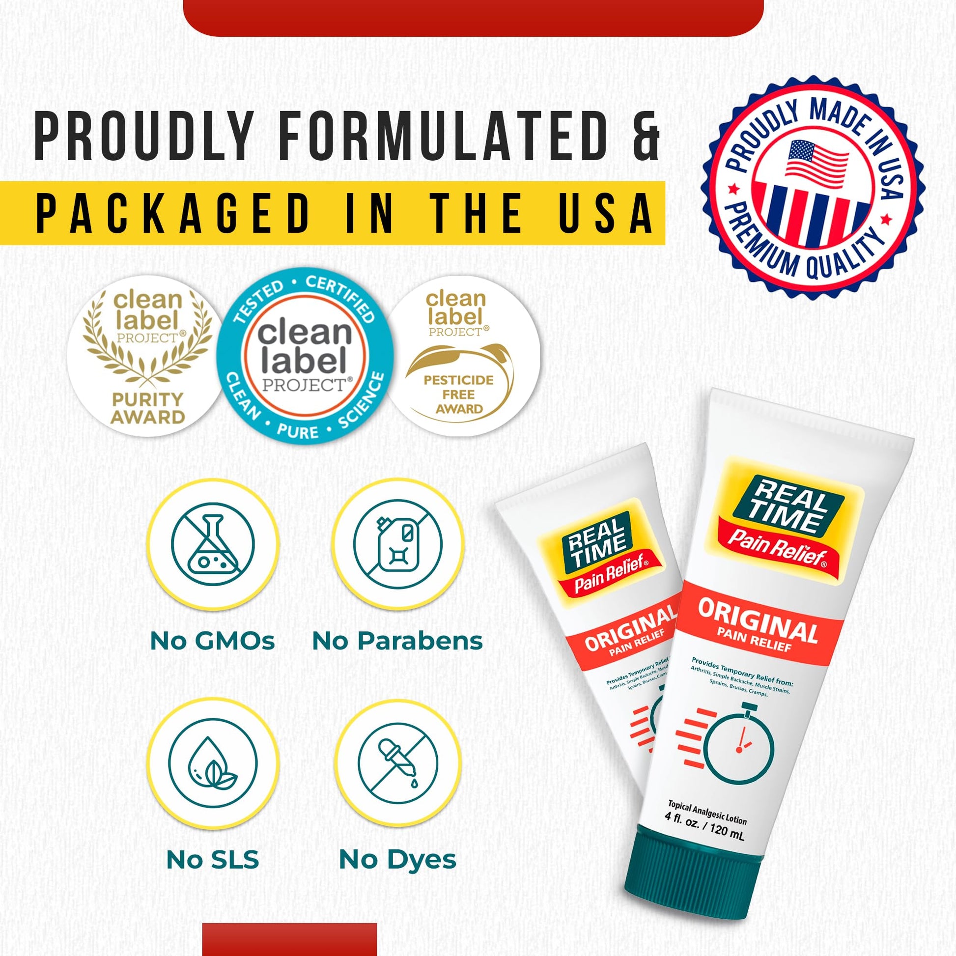 Real Time Pain Relief Cream 4oz Tube | 17 Natural Ingredients: 1.25% Menthol, Arnica & MSM | Muscle Strain & Joint Discomfort Relief for Arthritis, Cramps, Sprains, Bruises, Hands, Back & Knee Pain Real Time Pain ReliefBuy Supplements Australia