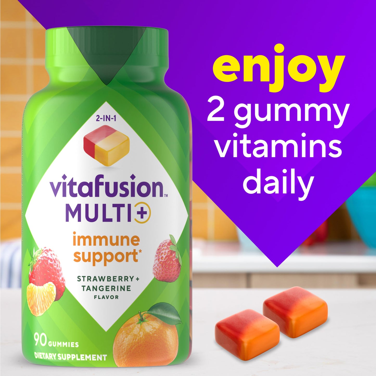 Vitafusion Multi+ Immune Support* – 2-in-1 Benefits & Flavors – Adult Gummy Vitamins with Vitamin C, Zinc VitafusionBuy Supplements Australia