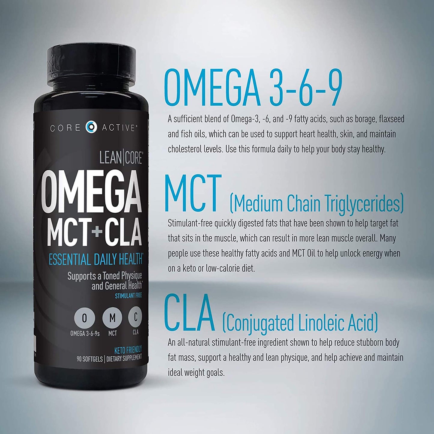 Lean CORE Omega MCT + CLA - Stimulant Free Health Formula, Lean Muscle & Toned (CORE)ACTIVEBuy Supplements Australia