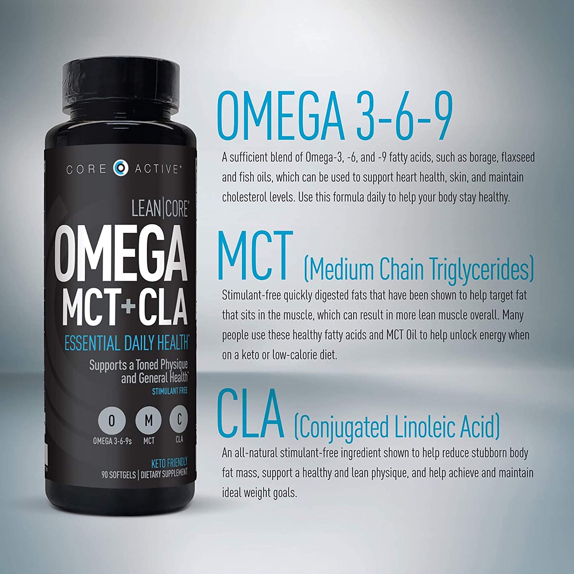 Lean CORE Omega MCT + CLA - Stimulant Free Health Formula, Lean Muscle & Toned (CORE)ACTIVEBuy Supplements Australia