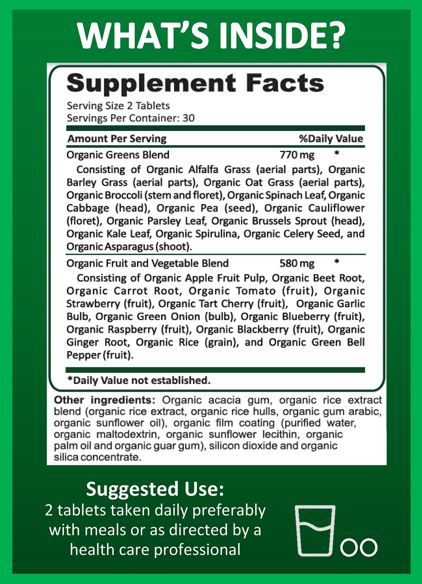Potent Garden Organic Superfood Greens, Fruit and Veggies Supplement Rich in Vitamins & Antioxidants with Alfalfa, Beet Root & Tart Cherry to Boost Energy, Immunity & Gut Health, Greens Tablets 60 Ct Potent GardenBuy Supplements Australia