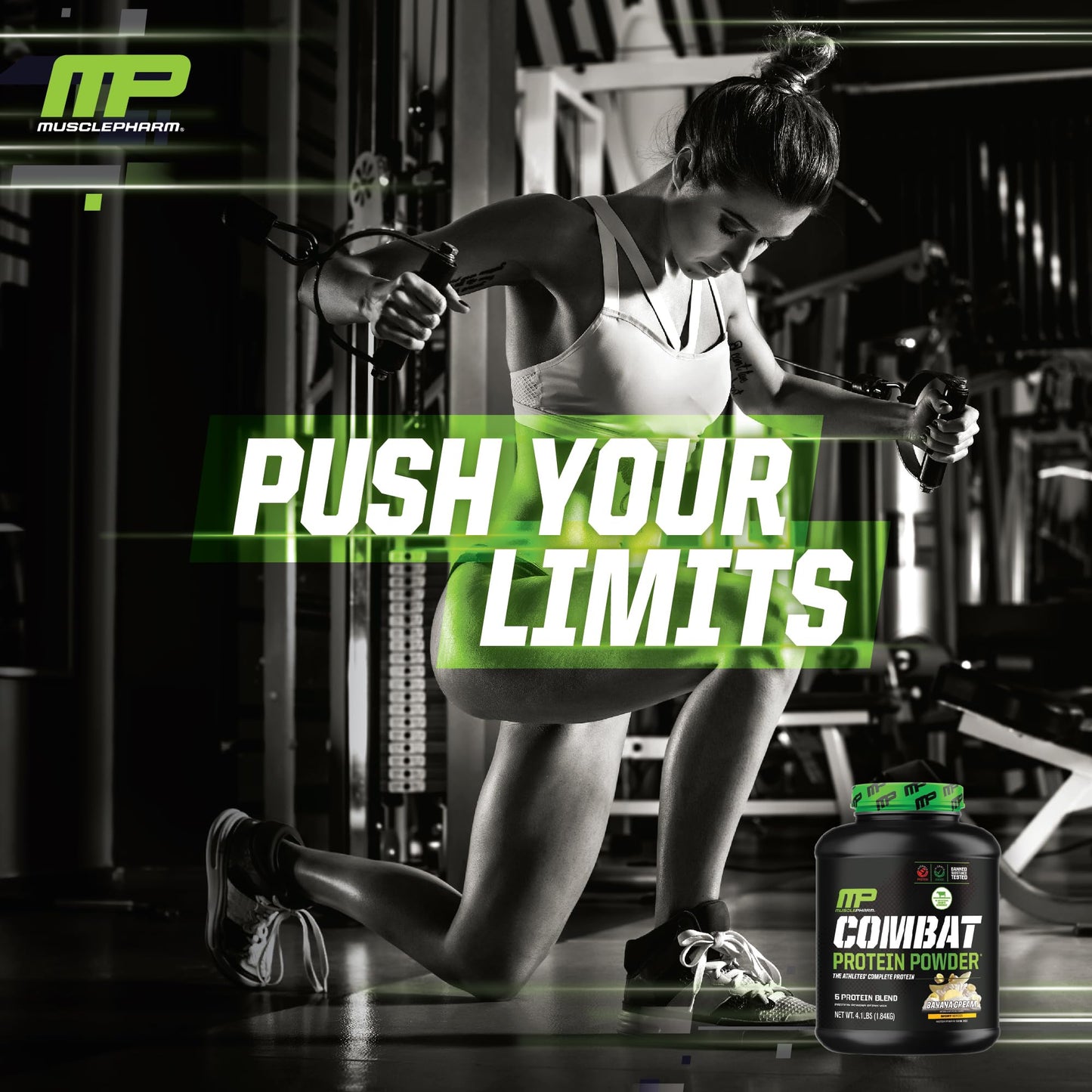MusclePharm Combat Protein Powder, Banana Cream - 4 lb - Gluten Free - 52 Servings Muscle PharmBuy Supplements Australia