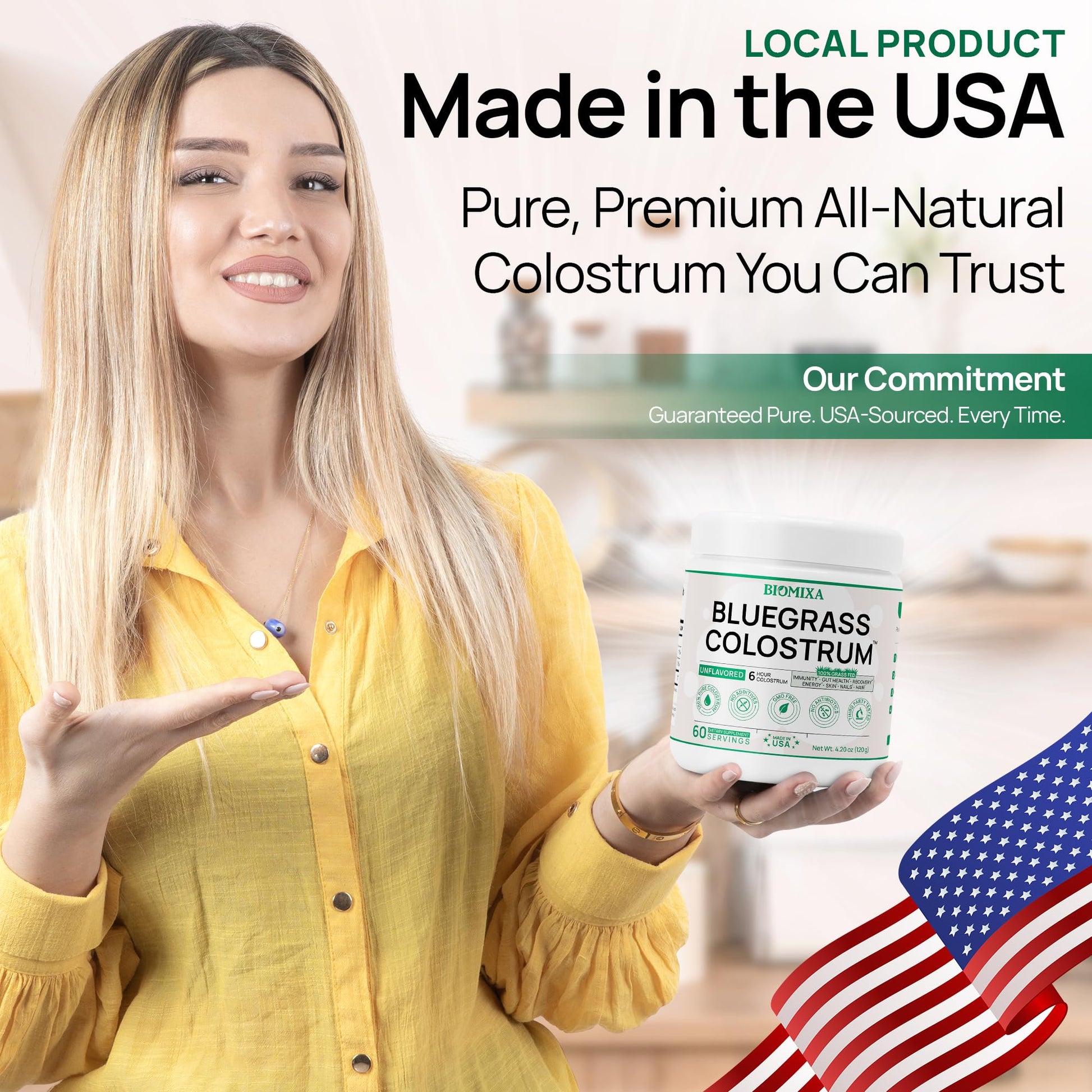 Bovine Colostrum Supplement - 100% Pure Whole Colostrum Powder - Grass-Fed, Unflavored, No Additives, Gut & Immune Support, Natural IgG, 60 Servings - Made in USA Bluegrass ColostrumBuy Supplements Australia