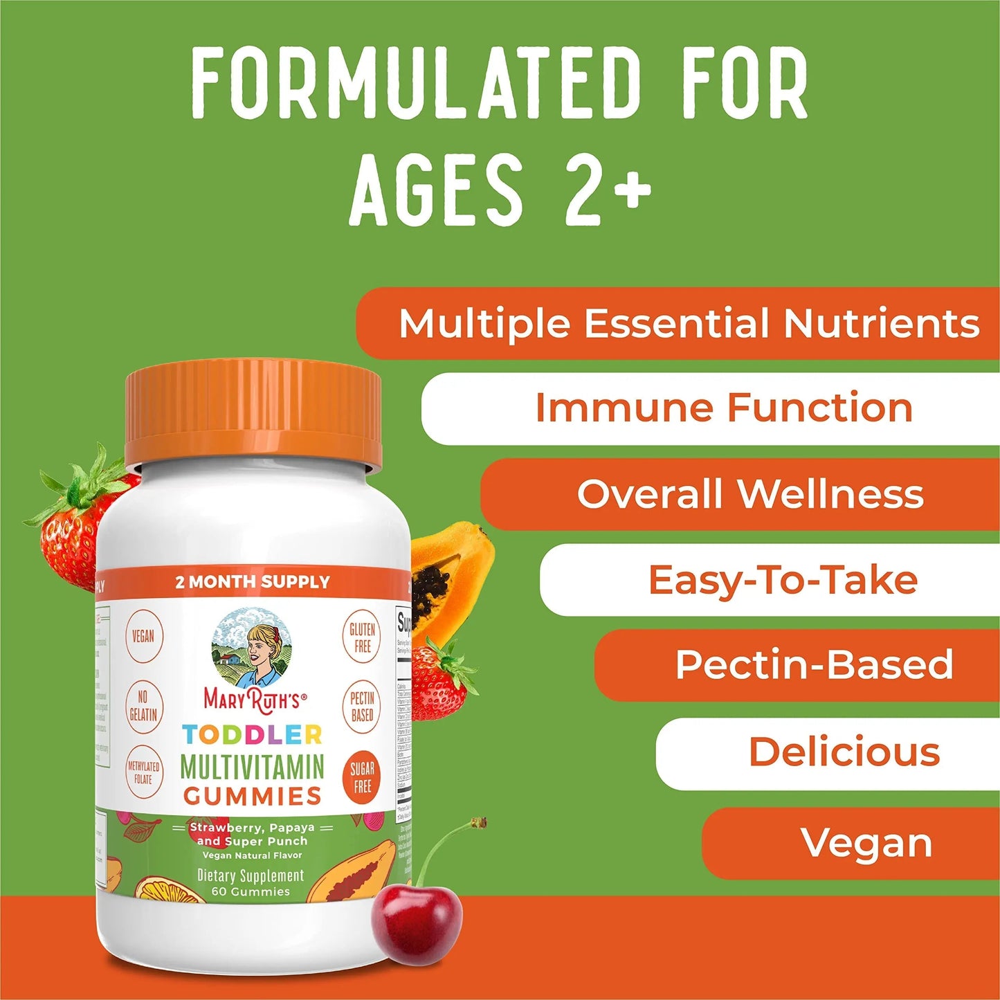 MaryRuth Organics Sugar Free Vitamin Gummies for Kids Age 2 | 2 Month Supply Multivitamin with Vitamin C, D3, Zinc | 1 Gummy Per Day | Toddler Vitamins MaryRuth OrganicsBuy Supplements Australia