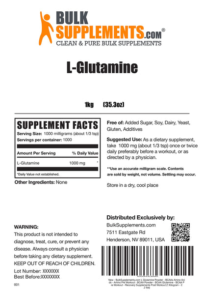 BULKSUPPLEMENTS.COM Beta Alanine Powder 1KG, with Creatine Monohydrate Powder 1KG, & L-Citrulline Malate 2:1 Powder & L-Glutamine Powder 1KG Bundle