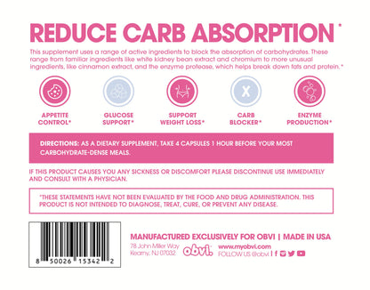 Obvi Guilt Free Carb Blocker, Block Carb Absorption, Support Weight Loss, Healthier Nails ObviBuy Supplements Australia