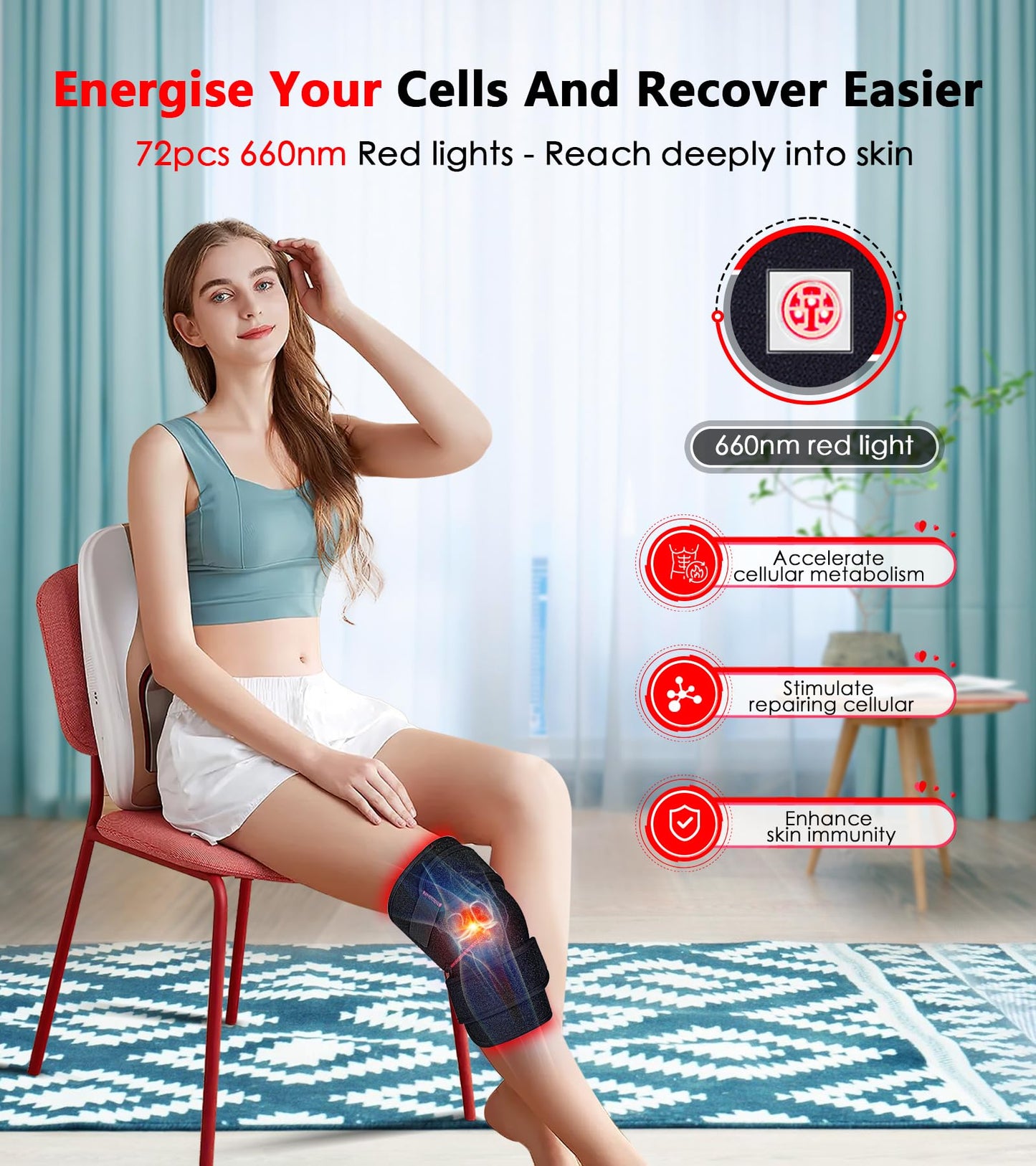 Red Light Therapy for Knee, Infrared Red Light Therapy Device Wrap Belt with 660nm Red Light RUISQMBuy Supplements Australia