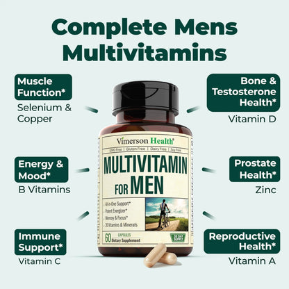 Vimerson Health Multivitamin for Men & Tongkat Ali for Men with Horny Goat Weed, Maca Root Powder, Tribulus Terrestris, Saw Palmetto Extract Vimerson Health