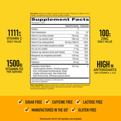 Vitamin C 1000mg (per serving) - Airborne Very Berry Effervescent Tablets (36 count in a box), Gluten-Free Immune Support Supplement, With Vitamins A C E, ZINC, Selenium, Echinacea & Ginger AirborneBuy Supplements Australia