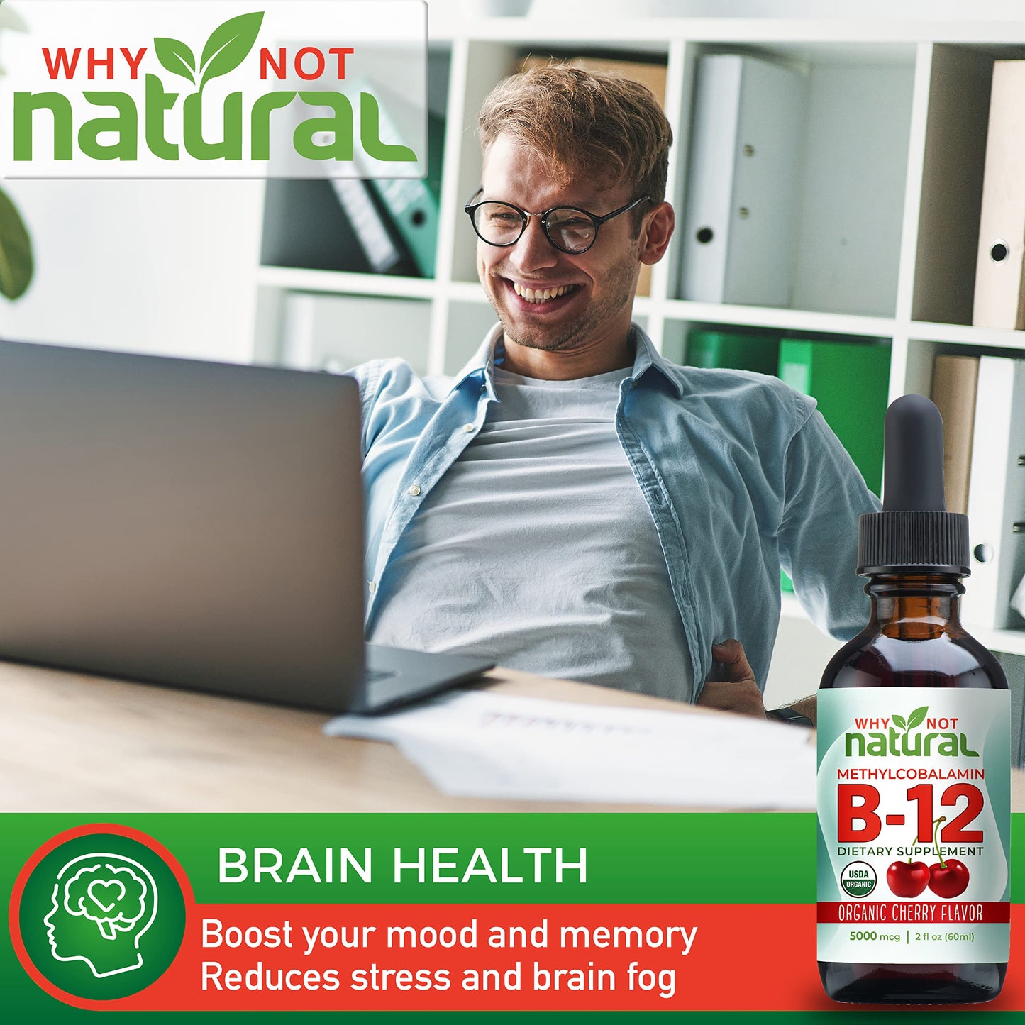 Why Not Natural Organic Vitamin B12 Liquid - Sublingual Extra Strength 60 x 5000 mcg Why Not NaturalBuy Supplements Australia